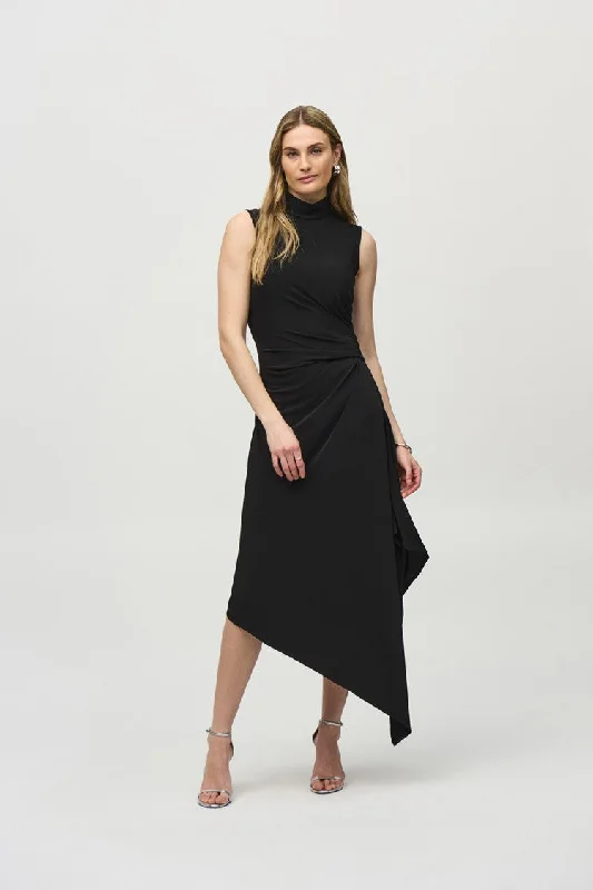 office dressJoseph Ribkoff Black Silky Knit Fit and Flare Dress