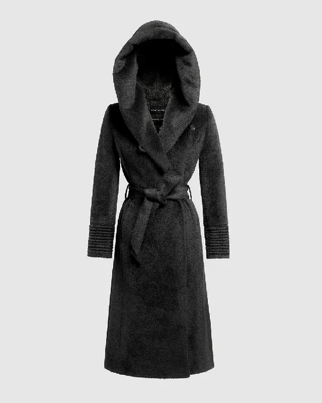 Daily Specials Bouclé Alpaca Long Hooded Wrap Coat