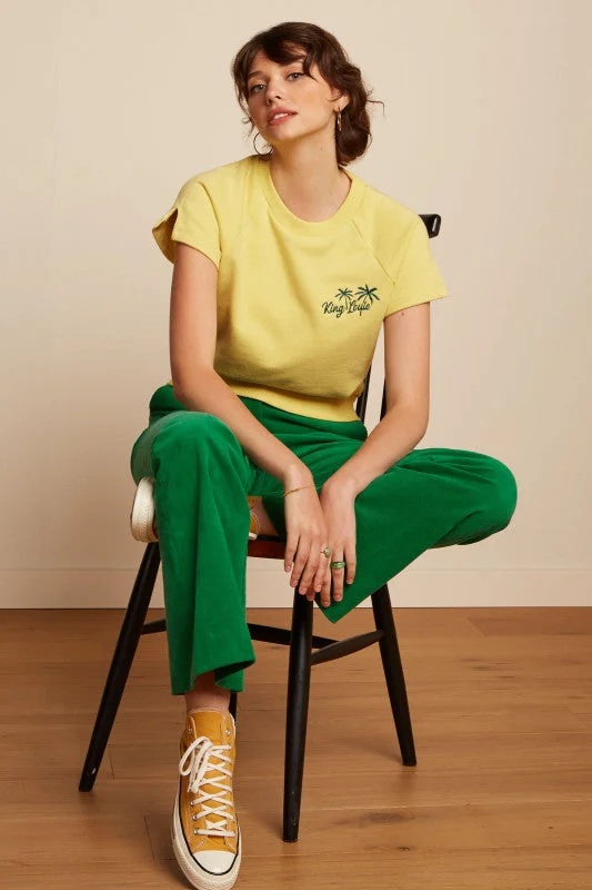 Special Discount KING LOUIE Marcie Meadow Green Flared Baby Rib Pants
