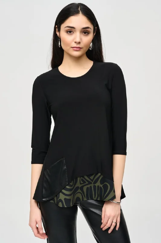 Value Deals Joseph Ribkoff Silky Knit Tunic With Abstract Print Layer