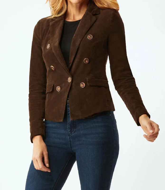 Midnight Madness Stretch Corduroy Blazer In Chocolate