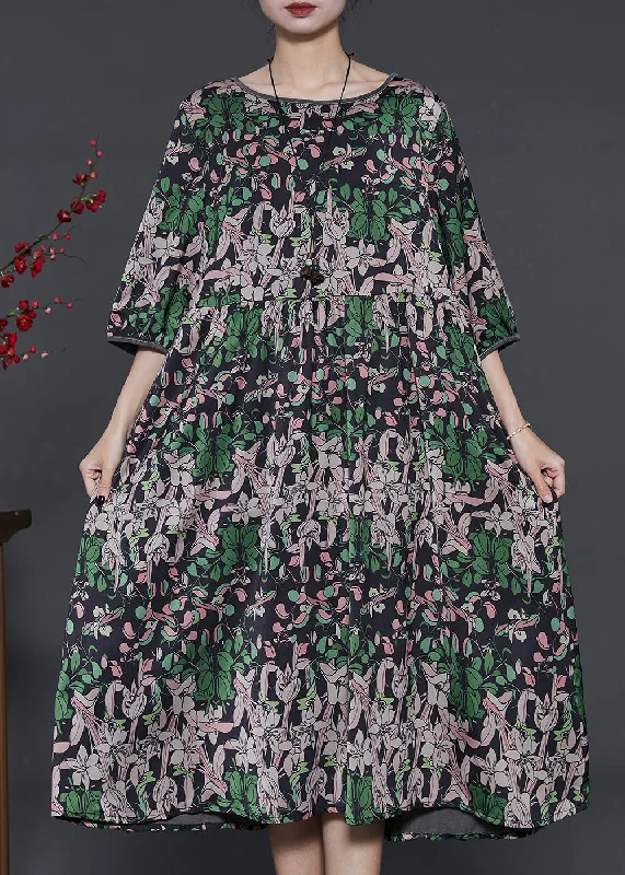 Price Reduction Italian Black Oversized Print Silk Maxi Dresses Summer