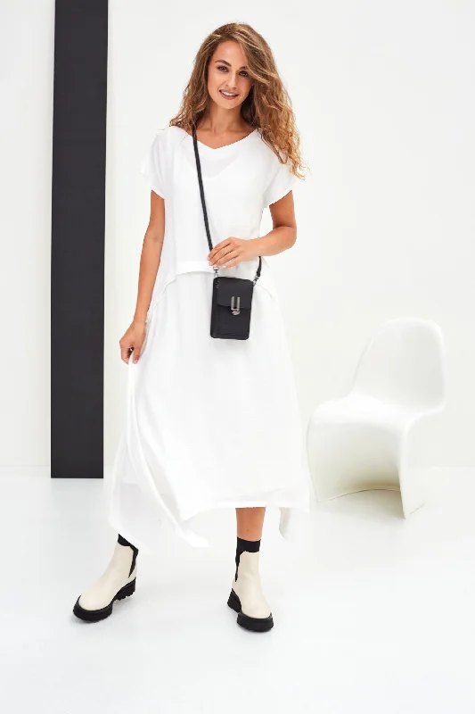 Markdowns Naya V Neck White Layered Dress