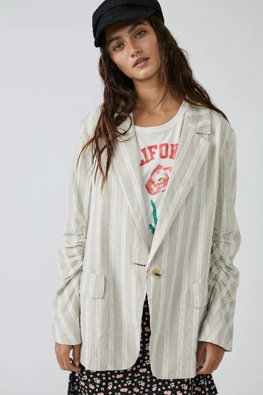 padded puffer coatFree People Fern Blazer in Dusty Beige