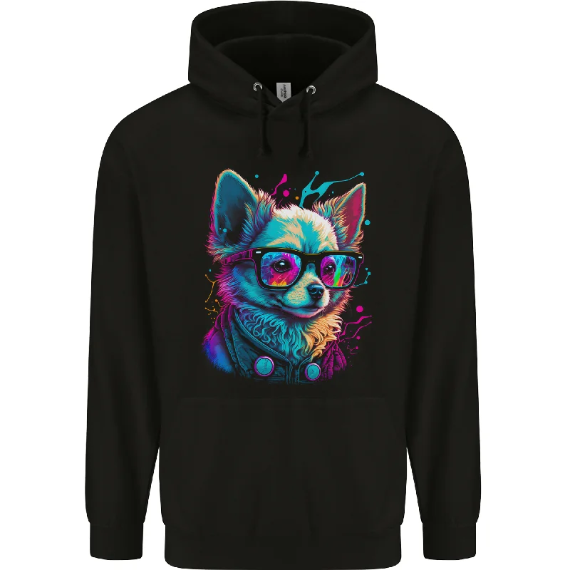 Weekend Deal A Cute Chihuahua With Glasses Dog Mens 80% Cotton Hoodie