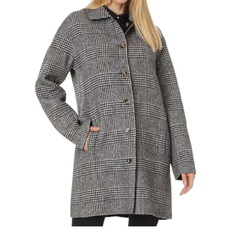 Super Deal Button Front Jacket With Pleats In Black/white