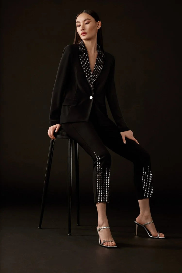Flash Deals Joseph Ribkoff Black Silky Knit Embellished Pull-On Pants