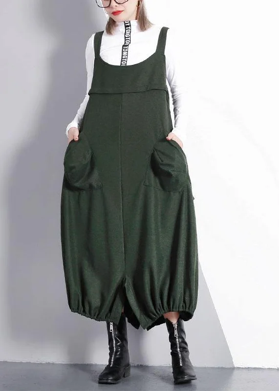 winter dressFrench green cotton tunics for women sleeveless Maxi fall Dresses