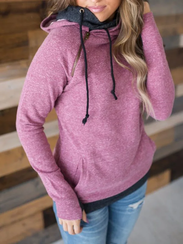 Limited Availability Hooded Pocket Large Size Zipper Sweatshirt
