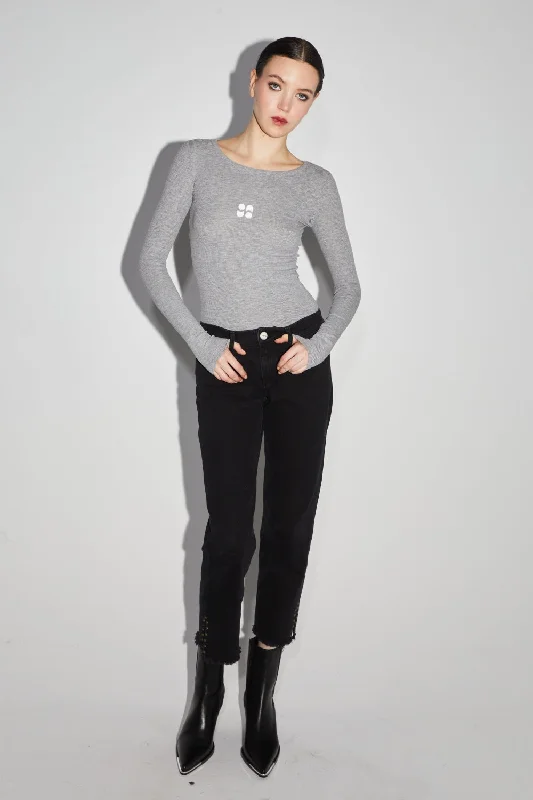 Buy More, Save More Imprevu Grey Manches Long Sleevd Ribbed Tshirt