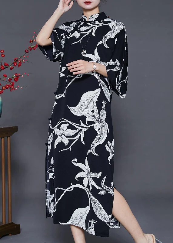 Extra Discounts Fine Black Print Silm Fit Oriental Dresses Summer