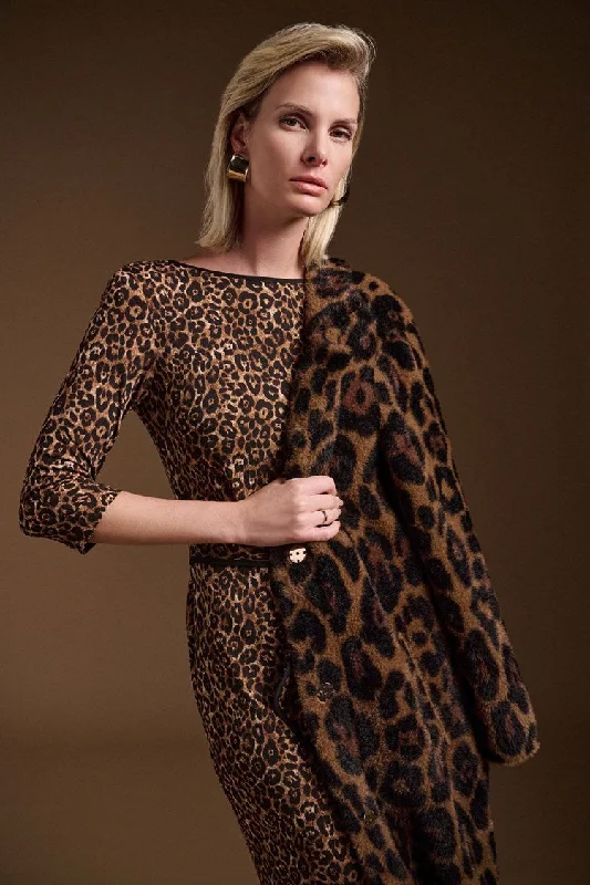 bohemian dressJoseph Ribkoff Silky Knit Animal Print Sheath Dress