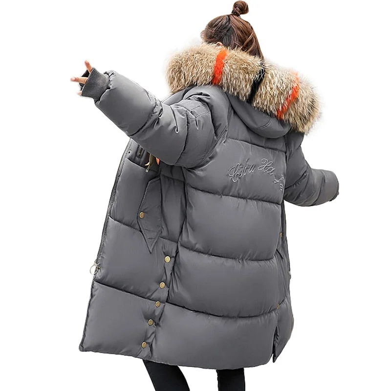Bargain Prices Plus Size Winter Jackets Women Coats Big Fur Collar Hooded Down Jacket Warm Long Parka Women Thicken Cotton Jackets 2018 New
