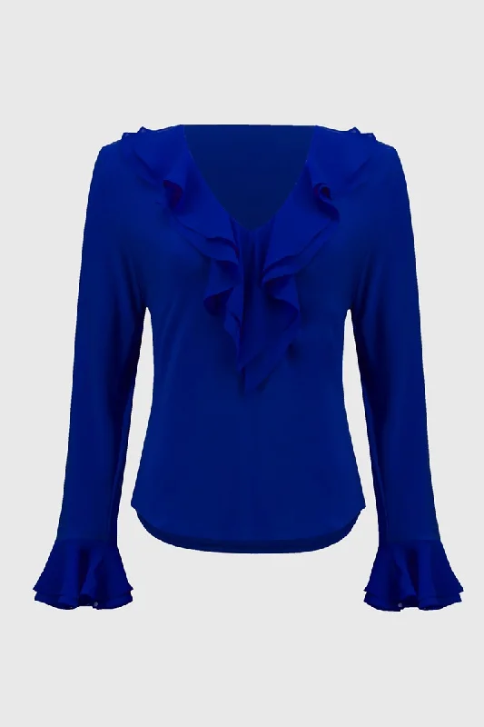 Low Prices Joseph Ribkoff Royal Sapphire Silky Knit And Chiffon Fitted Top