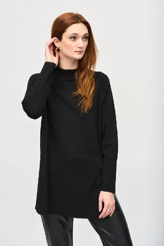 Deal Zone Joseph Ribkoff Black Sweater Knit Mock Neck Tunic