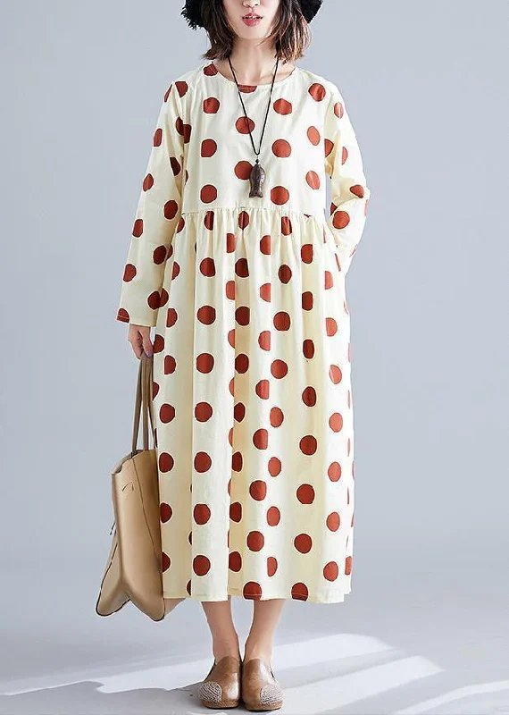 printed dressOrganic dotted cotton tunics for women Shirts nude cotton robes Dress fall