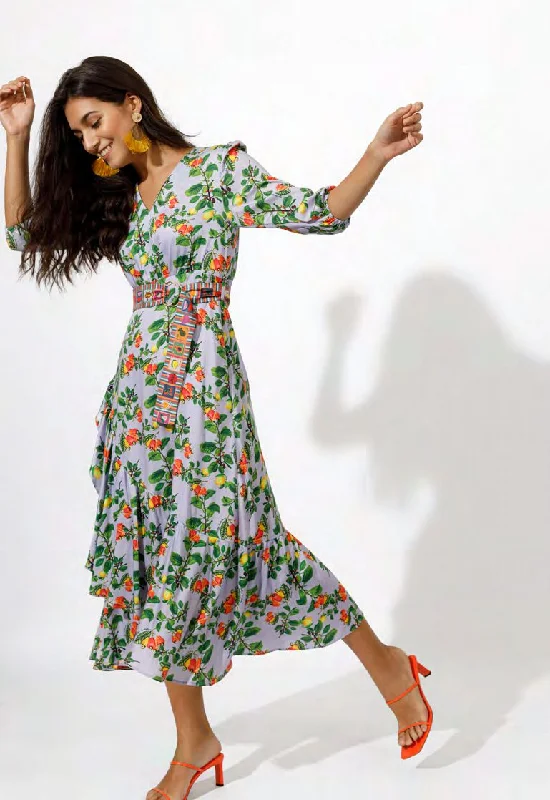 Today Only Emily Lovelock Lilac Floral Midi Dress