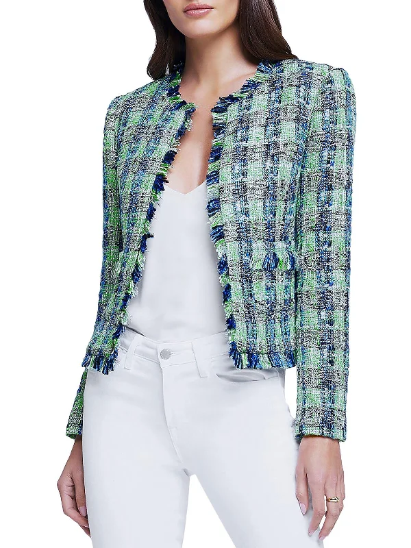 Daily Specials Angelina Womens Tweed Office Collarless Blazer