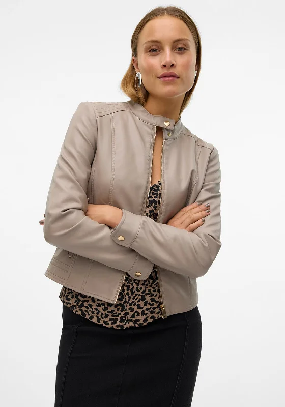 Today’s Special Vero Moda Favodream Faux Leather Jacket, Taupe