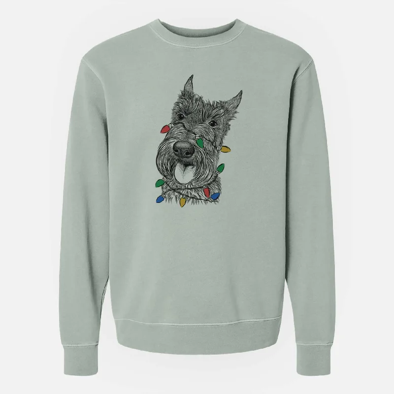 warm workout hoodieChristmas Lights Magnus the Scottish Terrier - Unisex Pigment Dyed Crew Sweatshirt