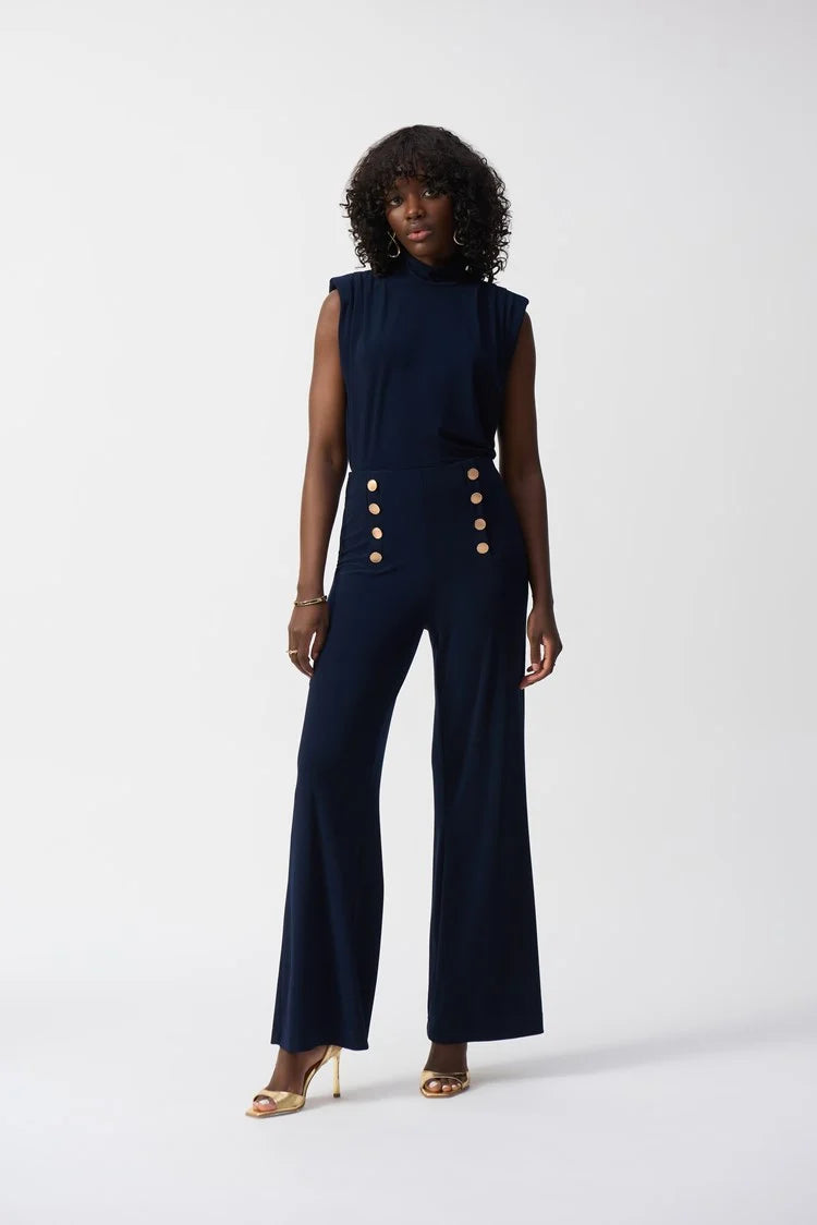 trendy mini dressJoseph Ribkoff Midnight Blue Silky Knit Wide-Leg Pull-On Pants