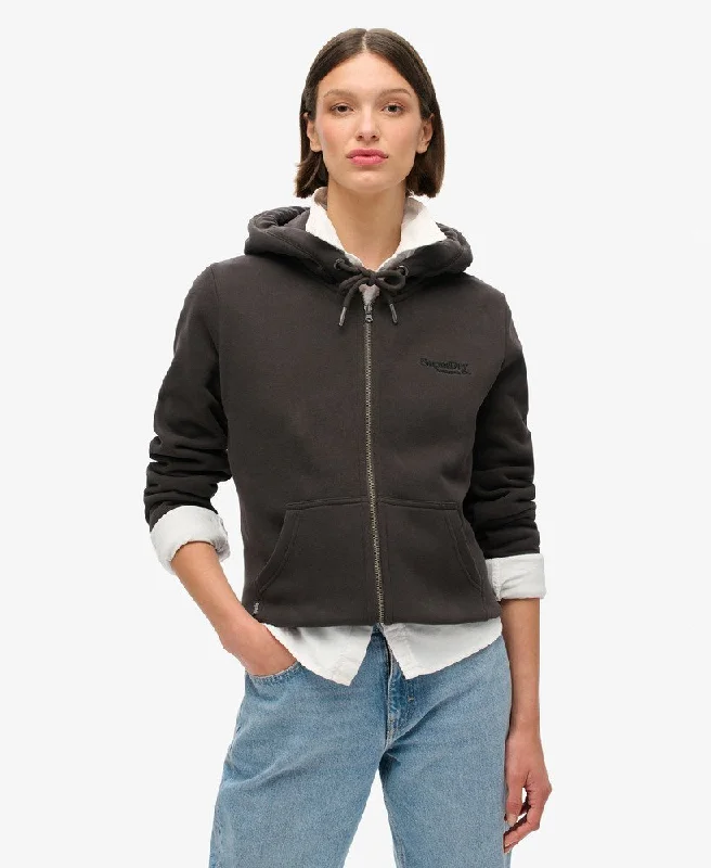 YEAR-End Clearance Essential Logo Zip Hoodie | Bison Black