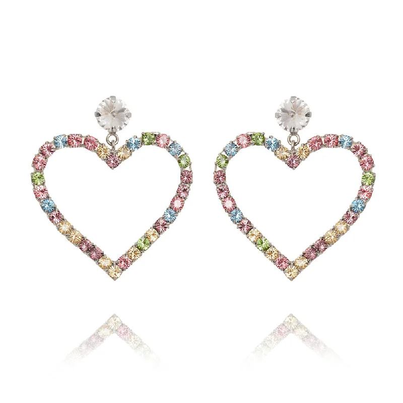 Low Prices Caroline Svedbom Heart Statement Earrings Rhodium Pastel Combo