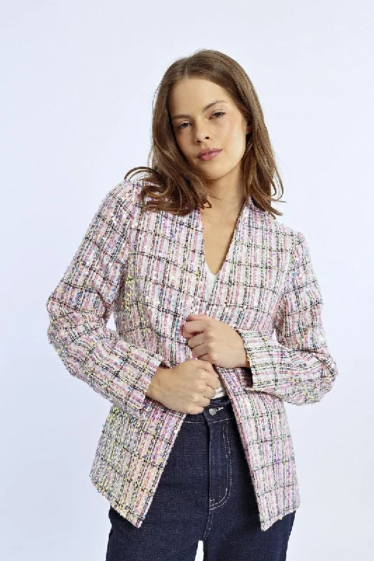 satin dressLili Sidonio Pink And Sequin Tweed Jackets