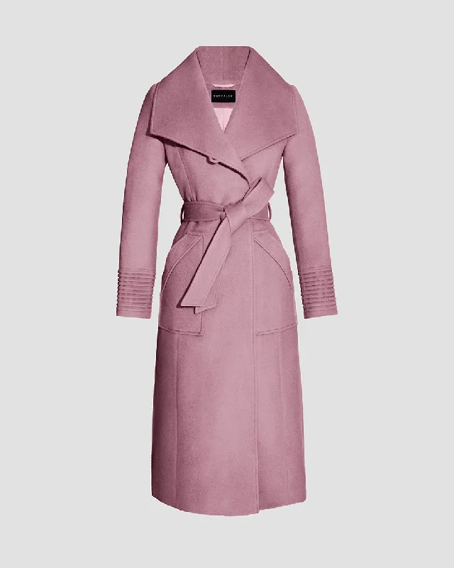 Online Only Baby Alpaca Long Wide Collar Wrap Coat