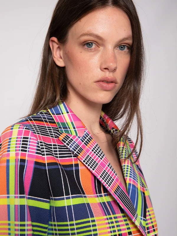 Daily Specials Vilagallo Neon Check Blazer