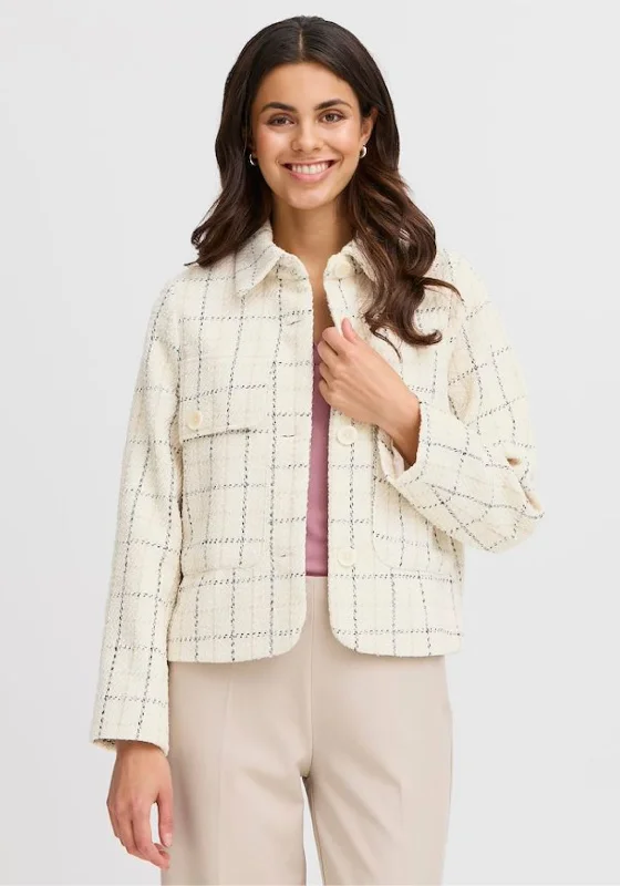 Huge Discounts Fransa Chani Check Print Jacket, Cream Multi