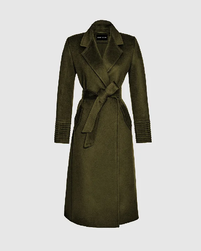 warm jacketBaby Alpaca Long Notched Collar Wrap Coat