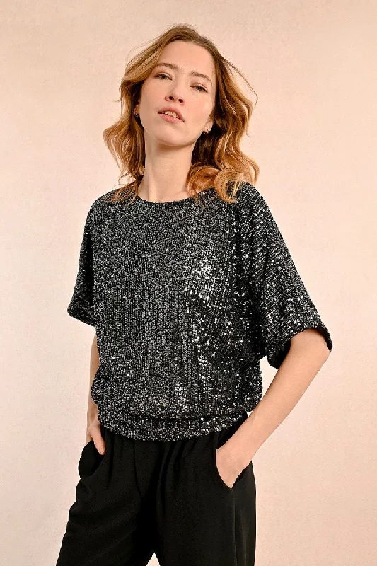 comfy dressMolly Bracken Gunmetal Sequin Top With Open Back