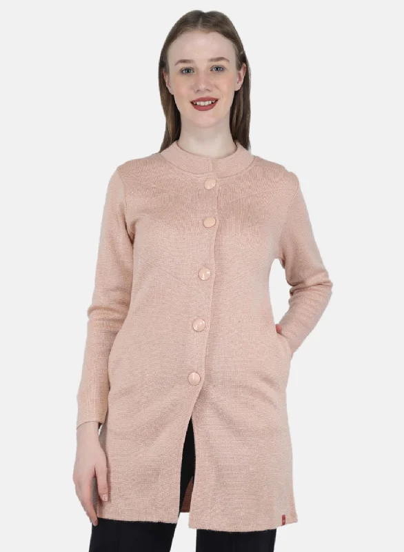 Time-Limited Offer Women Pink Self Design Coat