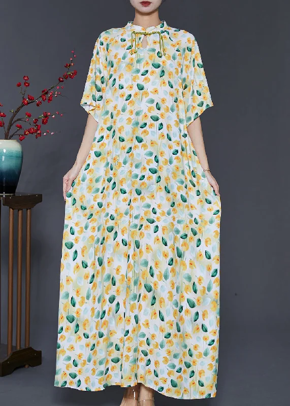 Price Break Vintage Apricot Tasseled Print Cotton Dress Summer