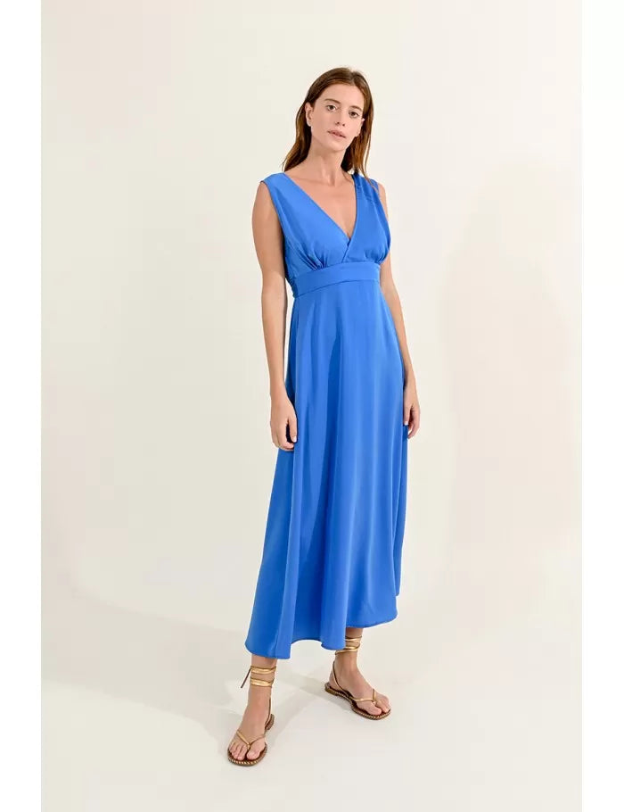 playful dressMolly Bracken Cobalt Blue Long Satin Dress