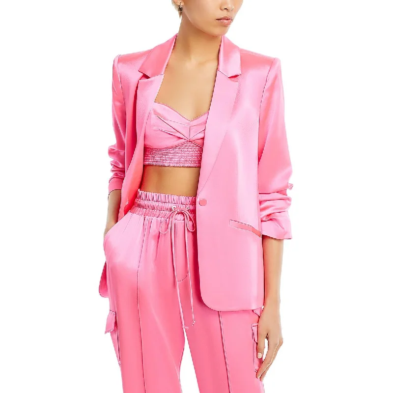 Price Drop Womens Linen Shoulder Pads One-Button Blazer