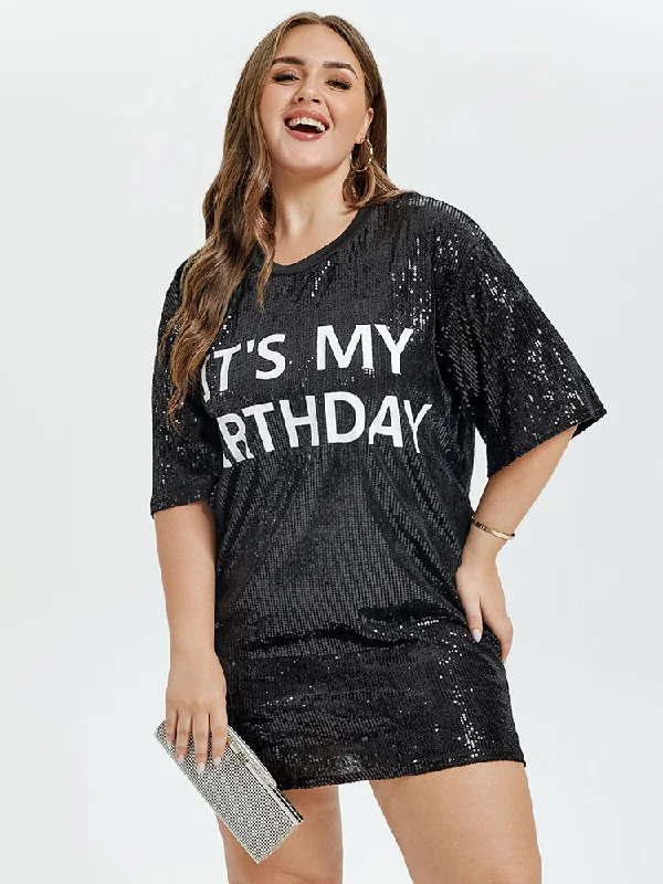 lace dressIt's My Birthday Graphic Sequin Party Dress