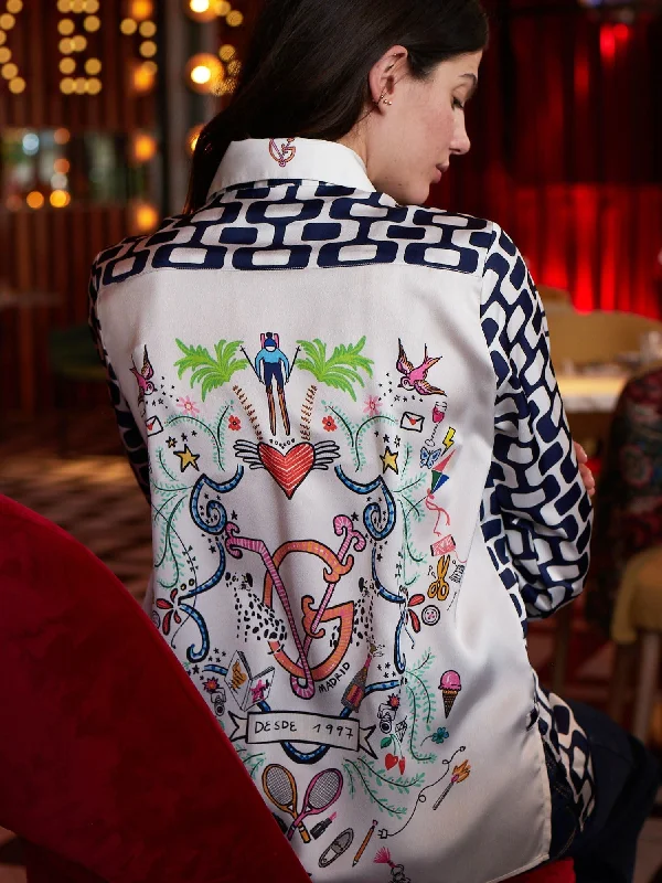 Members Only Vilagallo Irina Geometric Shirt With Printed Back