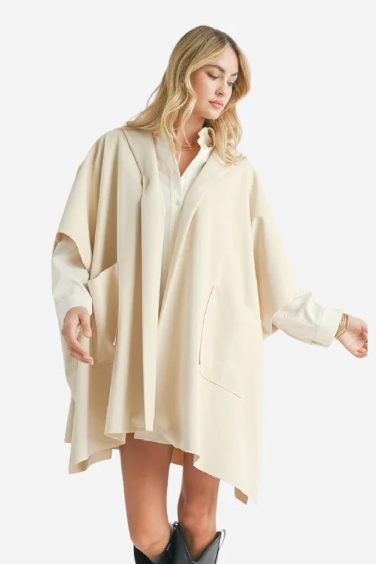 urban casual coatSadie & Sage Lisha Belted Poncho Cream