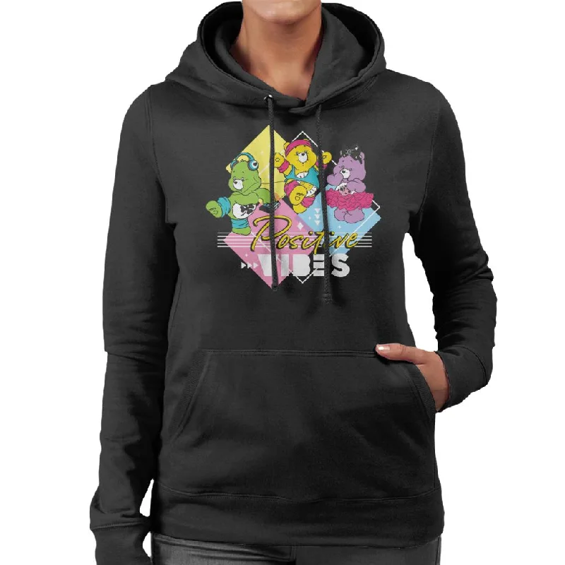 Big Savings Care Bears Good Luck Bear Positive Vibes White Text Women's Hooded Sweatshirt