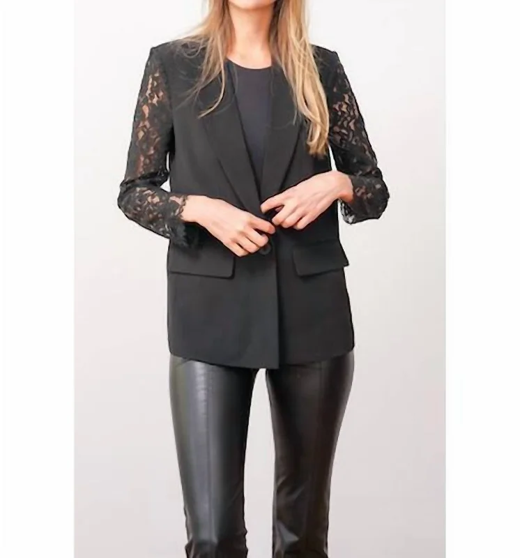 New Deals Paloma Lace Sleeve Blazer In Black