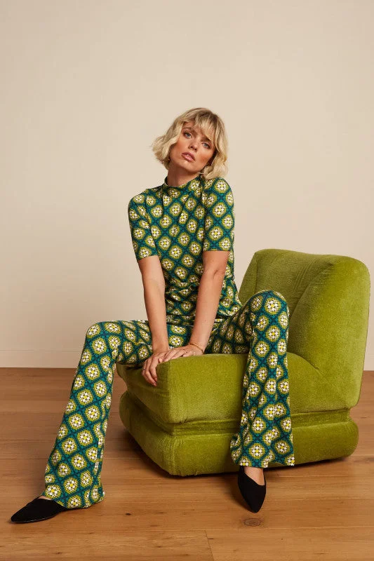 Crazy Savings KING LOUIE Para Green Kirby Border Flared Pants