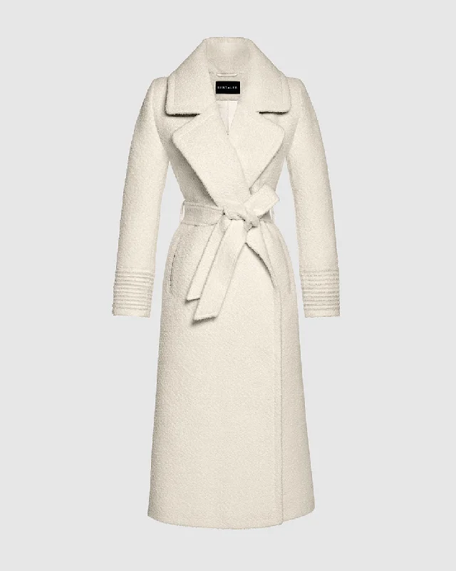 minimalist jacketBouclé Alpaca Long Notched Collar Wrap Coat