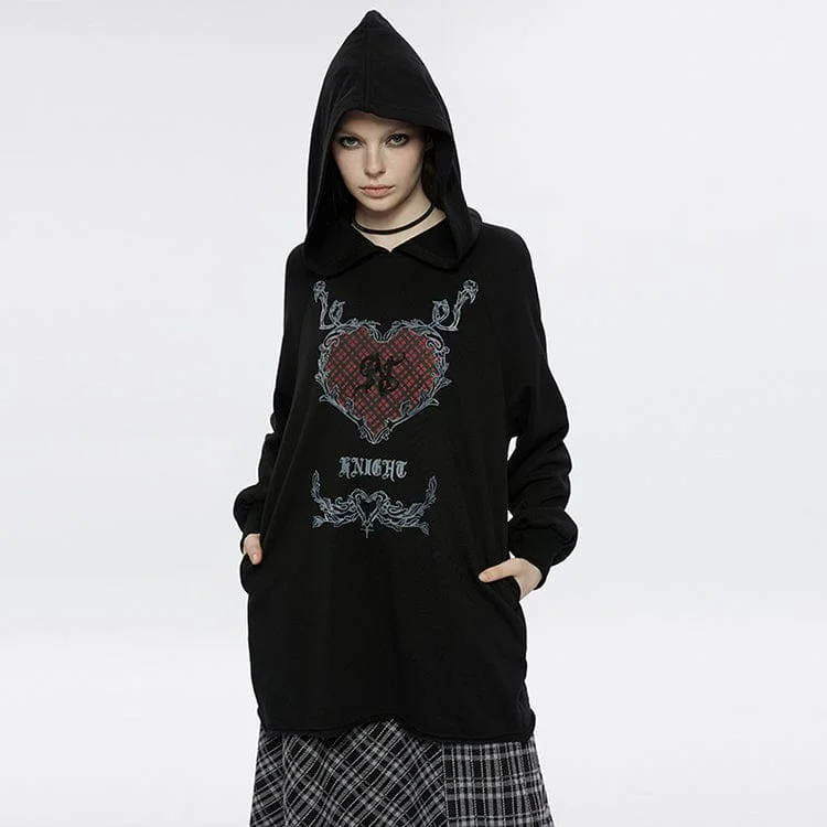 Unbeatable Prices Women's Grunge Heart Printed Long Hoodies