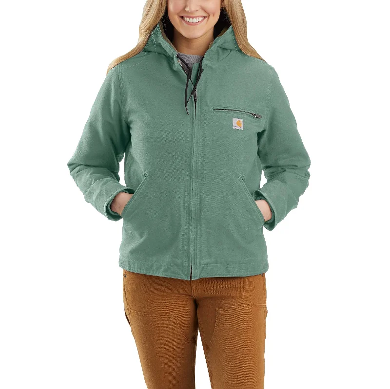 One-DAY Sale Women's Loose Fit Washed Duck Sherpa Lined Jacket - 3 Warmest Rating