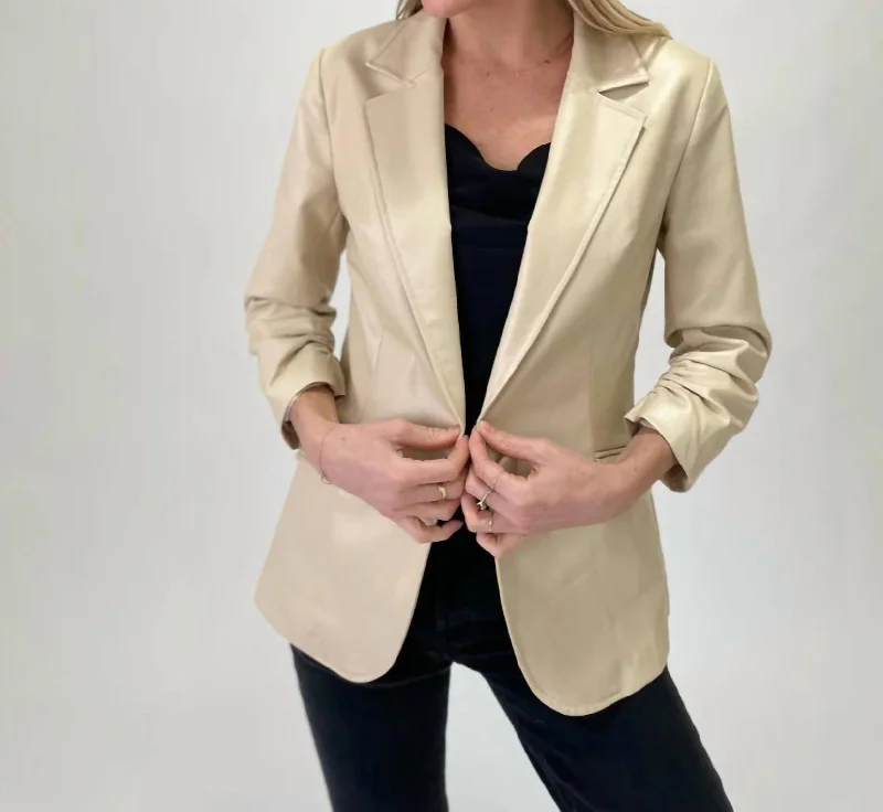 Extra Savings Kylie Faux Leather Blazer In Sand
