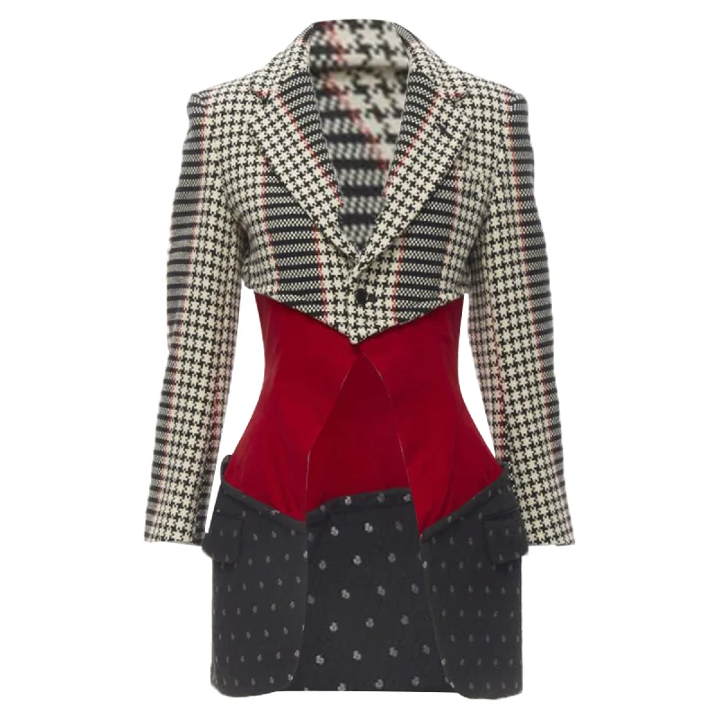 Today Only Comme Des Garcons tweed velvet jacquard deconstructed blazer