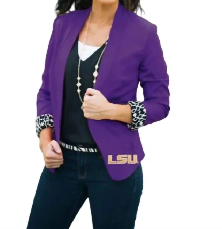 Best Seller Lsu Ikat Logo Lined Blazer In Purple