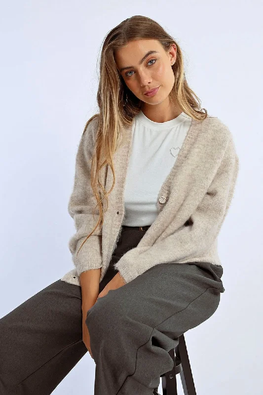 Huge Discounts Lili Sidonio Light Beige Knitted Cardigan